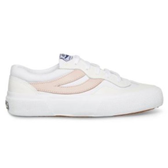 Superga Shoes - Superga - 2941 Revolley Leather Sneaker in White & Pink Light